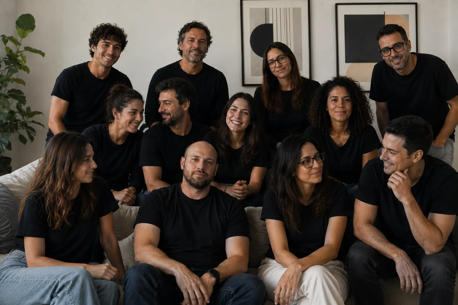 El equipo de nolvo al completo, con la camiseta negra de la casa
